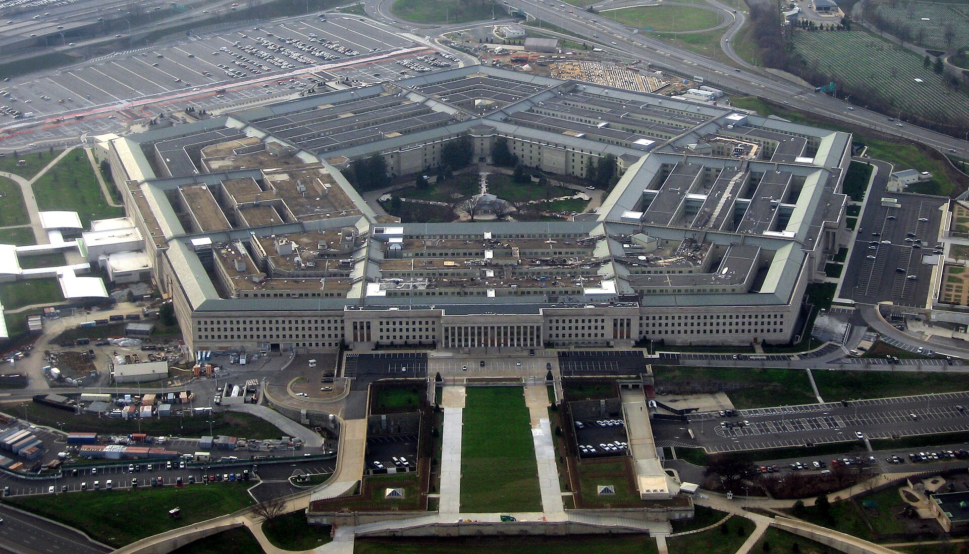 Aerial view of the Pentagon in Arlington, Virginia