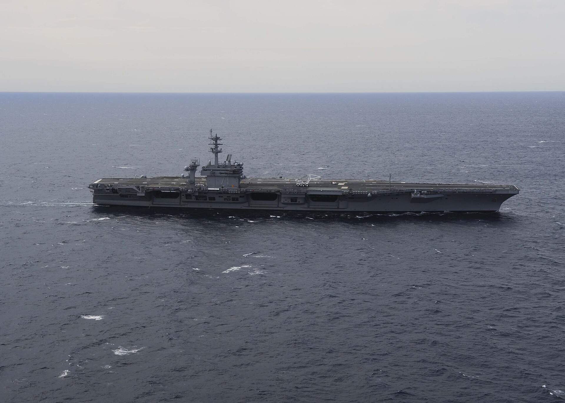 The aircraft carrier USS Theodore Roosevelt (CVN-71) underway in the Atlantic Ocean