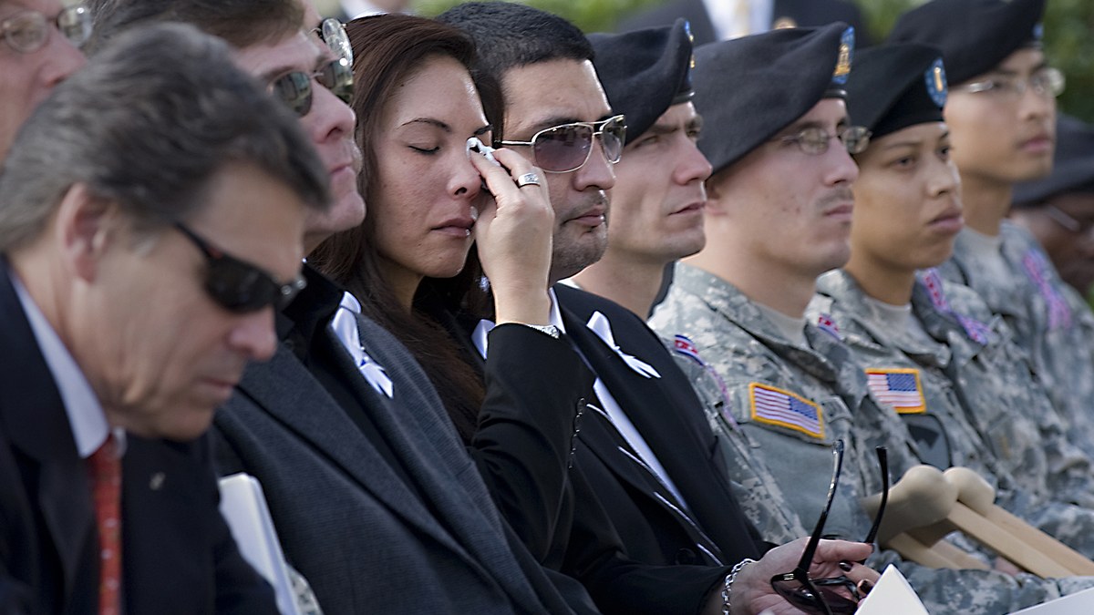 Families at the Fort Hood memorial service, November 2009.