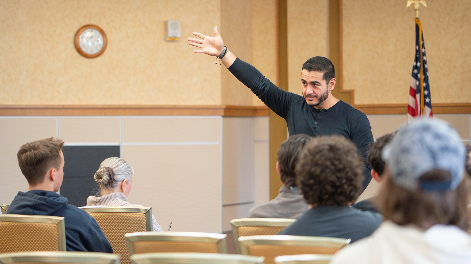 Abdul El-Sayed speaking at a campaign meet-and-greet